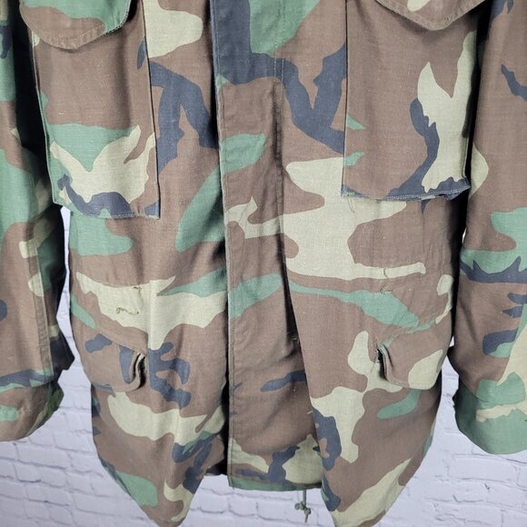 US Army Camo Cold Weather Field Jacket Zip Snap Military Army Medium M - Picture 8 of 14